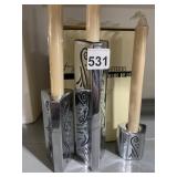 LENOX 3 METAL SERVE WARE CANDLE STICKS IN BOX