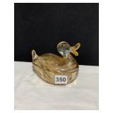 CARNIVAL GLASS COVERED DUCK