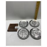 WENDELL AUGUST 4 COASTER SZ/ PLATES W/ WOOD