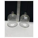 PAIR OF GLASS DOMES