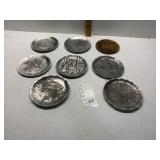 8 WENDELL AUGUST PLATES ONE BRONZE 4.5"