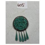 STERLING AND TURQUOISE PIN