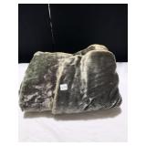 GREEN VELOUR THROW BLANKET, THICKY AND CUDDLY!