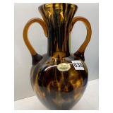 VERI ARTISTIC DOUBLE HANDLE TWO TONE BROWN VASE