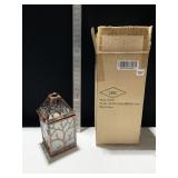 ANTIQUE FINISH CANDLE LANTERN WITH FLAMELESS