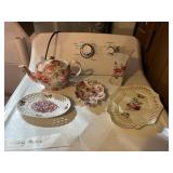 BAUM BROS SERVING PLATE, FLORAL ACCENT PIECES,