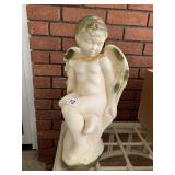 CHERUB LAWN ORNAMENT, BROKEN AND REPAIRED