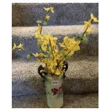 HAND PAINTED VASE, GLUED HANDLE