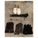 MADE IN ITALY SZ 9 WHITE LEATHER SHOES, BELTS,