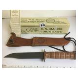 CASE US MARINE CORPS KNIFE WITH LEATHER SHEATH