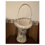 TALL PAINTED WICKER FLOWER COLLECTING BASKET