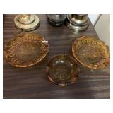 AMBER GLASS ASH TRAYS