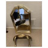 GOLD TONE ACCENT MIRROR WITH SHELF