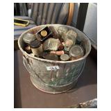SMALL GALVANIZED BUCKET WITH EMPTY MINI LIQUOR