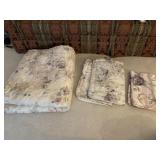 QUEEN SIZE BEDSPREAD, 2 PILLOW SHAMS, CURTAIN