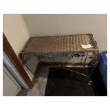 FAUX WICKER AND METAL ENTRY WAY TABLE,