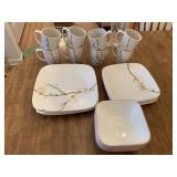 SERVING FOR 8, HAND PAINTED CORELLE DISHWARE SET,