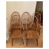 5 WINDSOR DINING ROOM TABLE CHAIRS, 2 CONTINUOUS