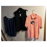 ALL NEW, SZ L MENï¿½S POLO, 3X WOMENï¿½S PUFFER VEST,