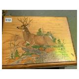 WOOD STEP STOOL WITH HAND PAINTED DEER