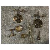 BRASS WALL SCONCES, CANDLE HOLDERS, PLATE HANGERS