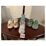 PORCELAIN SHOE FIGURINES AND BELLS SEE 2ND PHOTO