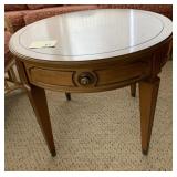 MERSMAN ROUND SIDE TABLE WITH FAUX DRAWER AND