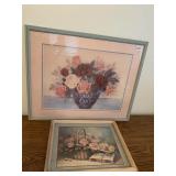 FLORAL WALL Dï¿½COR, SMALLER ONE HAS BROKEN GLASS