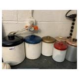 2 CANISTER SETS, ONE MULTICOLOR TOPS, AND COPPER