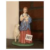 HOME INTERIOR FIGURINE LADY HOLDING SHEEP