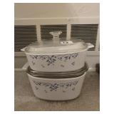 CORELLE CASSEROLES WITH LIDS