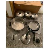 POTS & PANS INCLUDING ONE COPPER BOTTOM REVERE