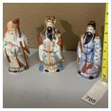 THREE 7" ORIENTAL FIGURES MADE CHINA