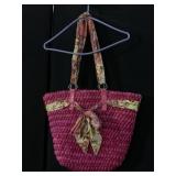 OVERSIZED PINK STRAW TOTE HANDBAG NO LABELS
