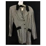 FRANCINE BROWNER BLACK AND WHITE TWEED JACKET SZ