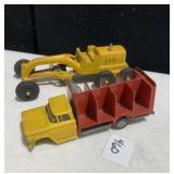 DIE CAST GRADER AND TRUCK TRUCK IS HUBBLEY GRADER