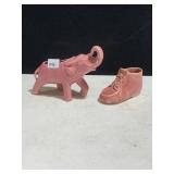 ELEPHANT & SHOE PLANTERS, SHOE MARKED M USA,