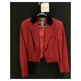 RALPH LAUREN RED WOOL WAIST LENGTH JACKET WITH