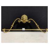 BRASS LION HEAD TOWEL RACK 20" W