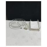 DIVIDED DISH, NAPKIN HOLDER SOME CRACKS AS SHOWN,