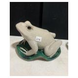 CERAMIC FROG ON LILY PAD, 7" H