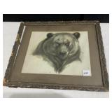 BEAR PRINT DAMAGED FRAME 14" X 16"