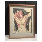 29" X 23" WATERCOLOR DOUBLE MAT SIGNED LOWER