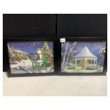 2 FRAMED PUZZLES CHRISTMAS SCENES