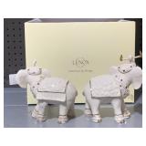 LENOX HAWAIIAN GEMMED ELEPHANT SET OF 2 IN OB