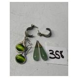 DROP EARRINGS GREEN TONE