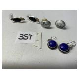 STERLING BLUE DANGLE EARRINGS STERLING OVAL COVER