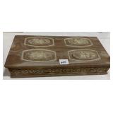 INCOLAY STONE JEWELRY BOX 14" X 7" X 2" H