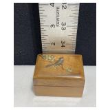 WOOD 2 PC BOX W/ BIRD ON BRANCH 2.5" X 2" X 1.5"
