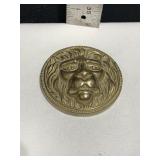 BRASS LION HEAD PAPER WEIGHT 3.5" D
